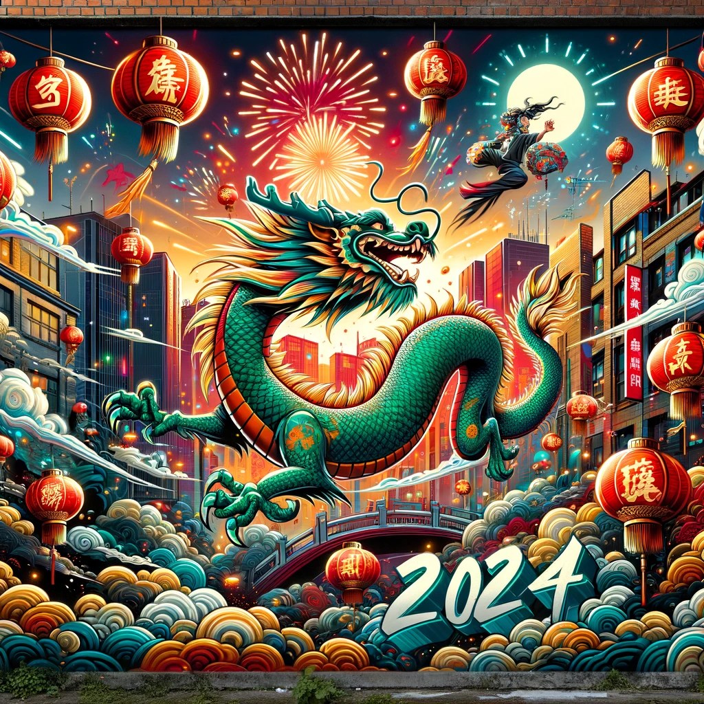 ai muralist year of the dragon by ai disc jockey